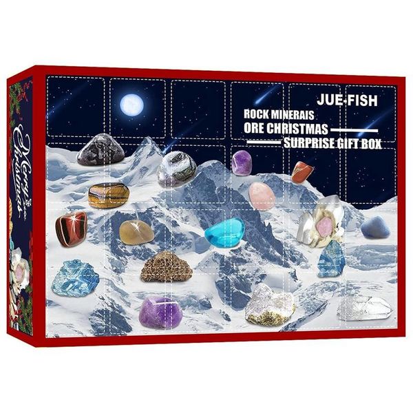 

christmas decorations ore advent calendar 2021 - healing crystal calendar, rock,fossil & mineral kit,christmas countdown toys
