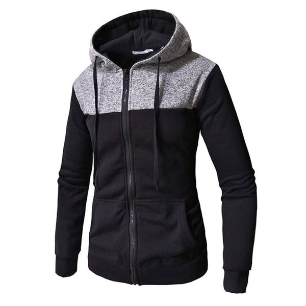 

men's hoodies & sweatshirts autumn winter black gray pattern mens style cap blue patchwork leisure time zipper cardigan men hoodie