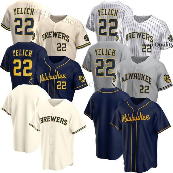 

milwaukee 22 christian yelich 19 robin yount jersey brandon woodruff lorenzo cain devin williams kolten wong vogelbach baseball jerseys, Blue;black