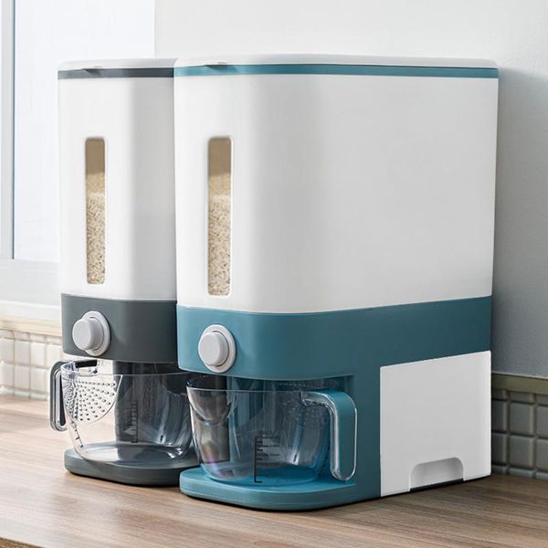 

storage bottles & jars 12kg large capacity automatic rice box with graduated moisture-proof cereal dispenser for store flour beans spices