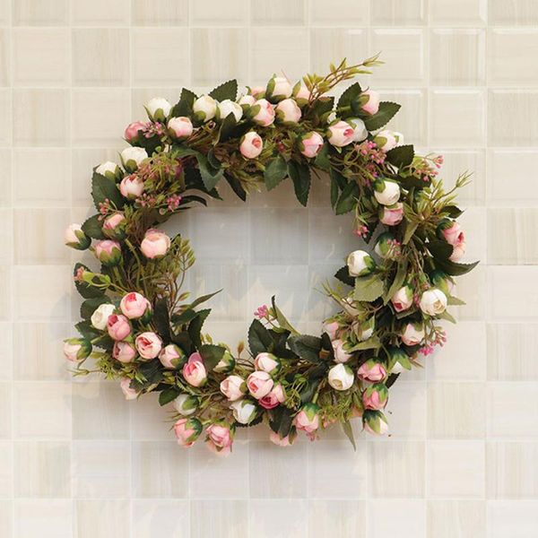 

decorative flowers & wreaths simulation flower rose wreath with light garland wedding decor