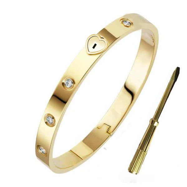 

high version designer bracelets woman gold bangle stainless steel 18k plated luxury jewelry love bracelet with crystal, Black