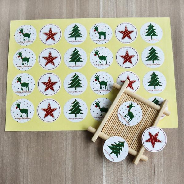

christmas baking sealing sticker adhesive round tree elk star decals decoration for cookies bag gift box packag wrap