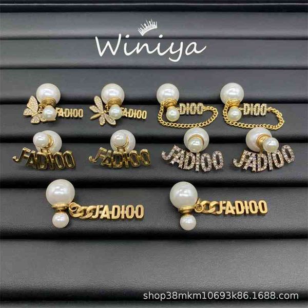 

special offer 75% off outlet online family new pearl letter earrings, Silver