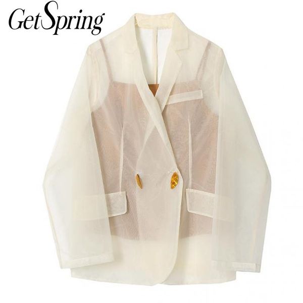 

getspring women blazer perspective white s jackets vintage all match casual woman fashion 210601, White;black
