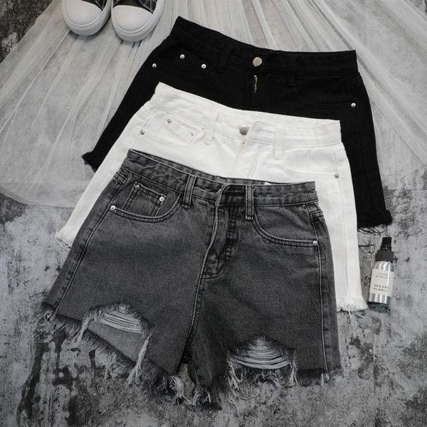 

women fashion denim shorts summer casual style ripped jeans women's, Blue
