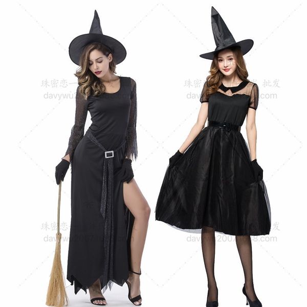 

stage carnival costumes, halloween game uniform, witch costume suit, wizard code, Black;red