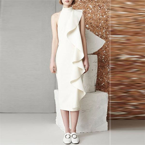 Est Fashion Runway Designer Party Dress Mulheres Sem Mangas Esticamento Bodycon 210521