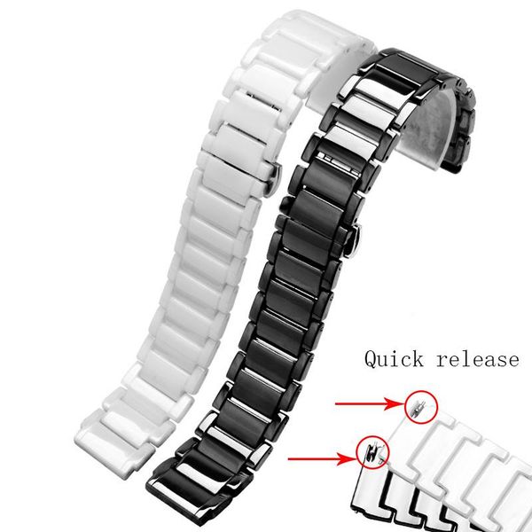 

watch bands peiyi ceramic watchband 18mm black white wristband for huawei b5business smart sport bracelet quick release, Black;brown