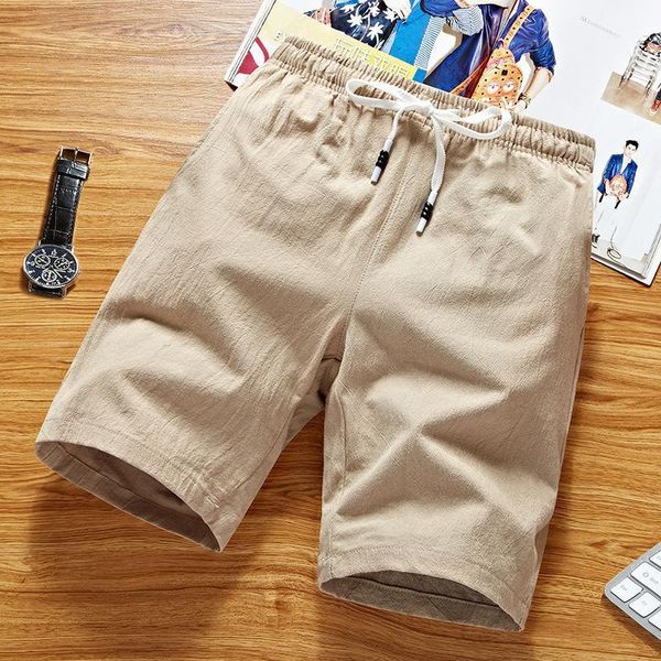 

brand men's shorts summer casual cotton linen short for male beach breechcloth scanties, White;black