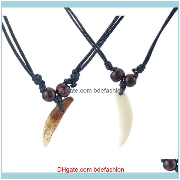 

necklaces & pendants jewelry1pcs white/ brown real wolf tooth teeth pendant amulet necklace drop delivery 2021 y8s21, Silver