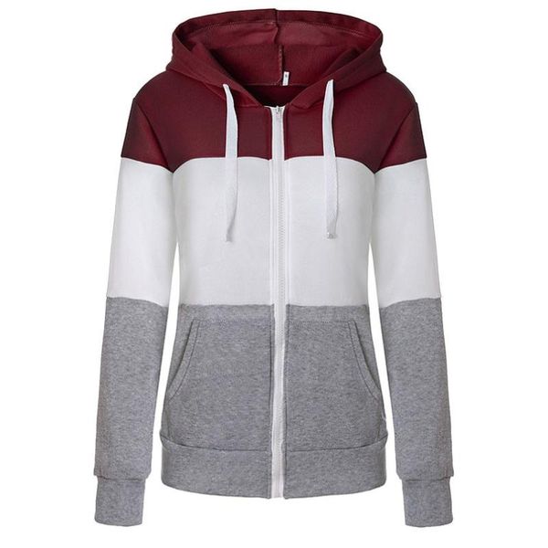 

women's hoodies & sweatshirts slim fitness xxxxxl plus size women color block retro poleron zip up long sleeve drawstring sweatshirt wi, Black