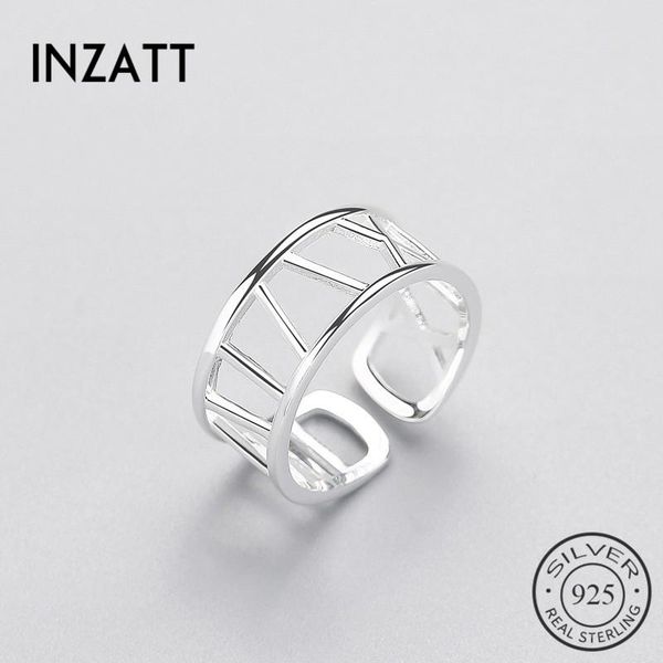

cluster rings inzageometric line ol ring for women party genuine 925 sterling silver minimalist hollow fashion jewelry trendy bijoux gift, Golden;silver