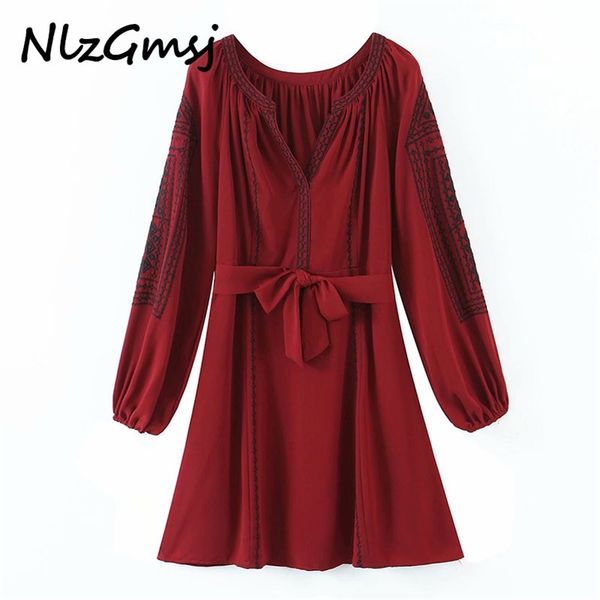 

dres spring long sleeve red es waistband slim vestito 210628, Black;gray