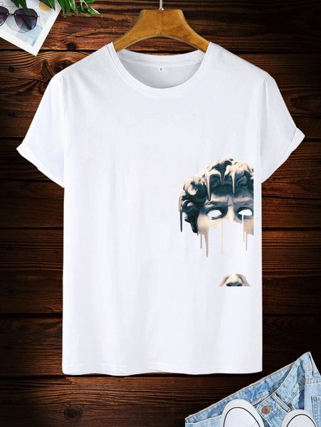 

men figure graphic tee 14gj#, White;black