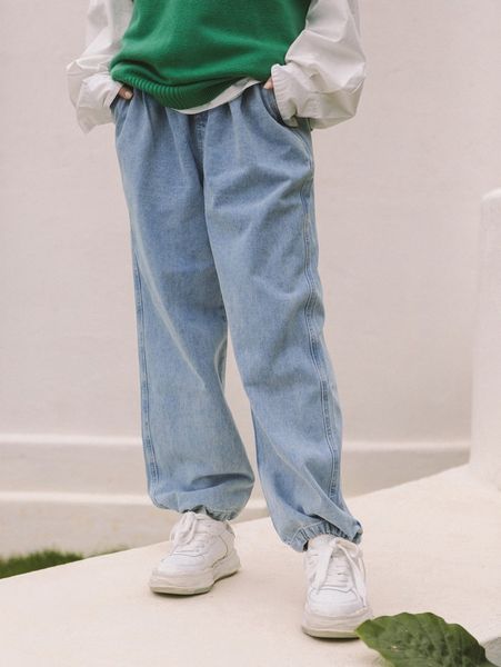 

men patch detail pocket back baggy jeans without chain u2rm#, Blue