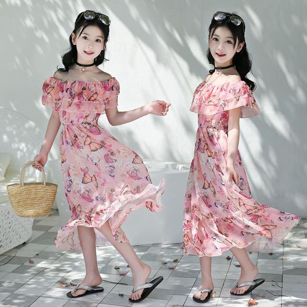 Vestidos de menina ombro de vestidos adolescentes crianças florais ruched garotas princesas vestido de vestido de vestidos de bebê menina