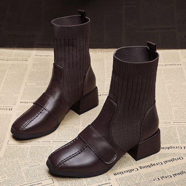 

boots lady rock shoes woman luxury designer winter footwear boots-women ankle fashion 2021 rubber med slip-on cotton fabric sol, Black