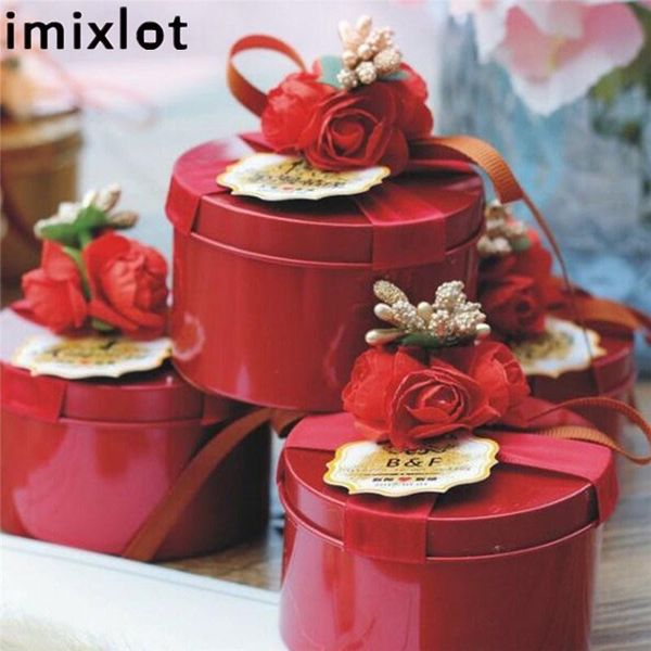 

gift wrap imixlot 4pcs creative round shape tinplate wedding candy box with beautiful flower european party favor