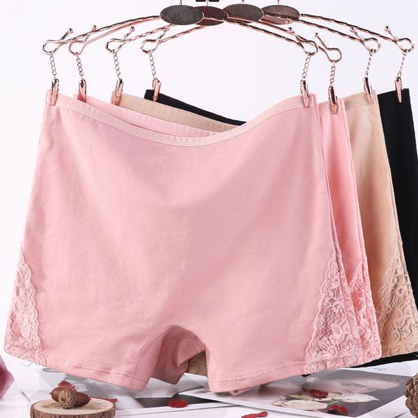 

summer new safety pants large size pure cotton thin type fat mm boxer underwear women's anti light insurance leggings, Black;pink