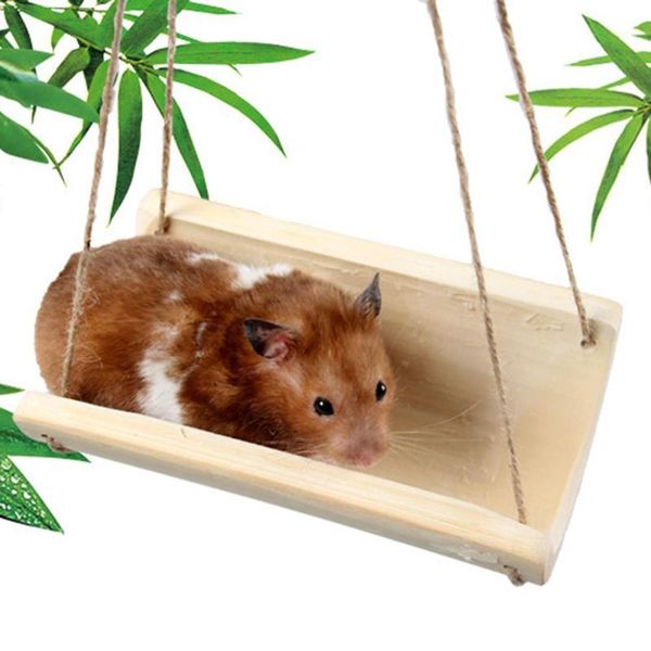 

small animal supplies bamboo rat hamster pet hanging swing cool hammock cage nest playing toy natural wood