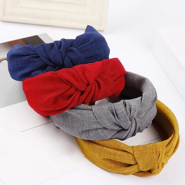 

headband solid twist hairband bow knot cross tie cloth headwrap hair band hoop headwear hair bands accessories, Slivery;white