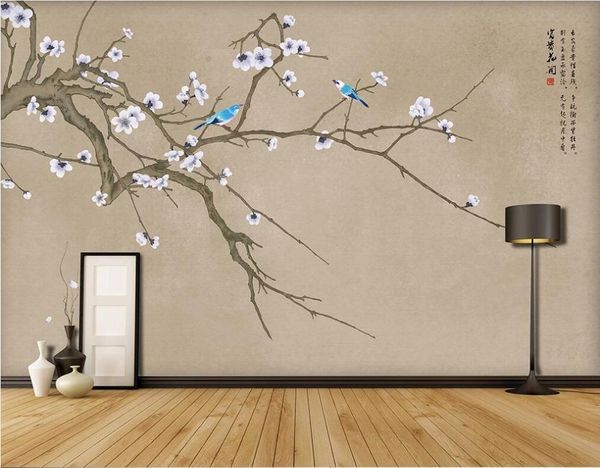 

custom large-scale mural wallpaper wall covering chinese style hand-painted meticulous flowers and birds background wallpapers