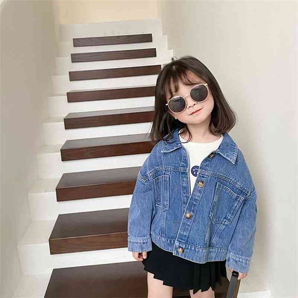 Giubbotti corti in denim moda primavera per ragazze 1-7 anni cappotti casual per bambini all-match 210708