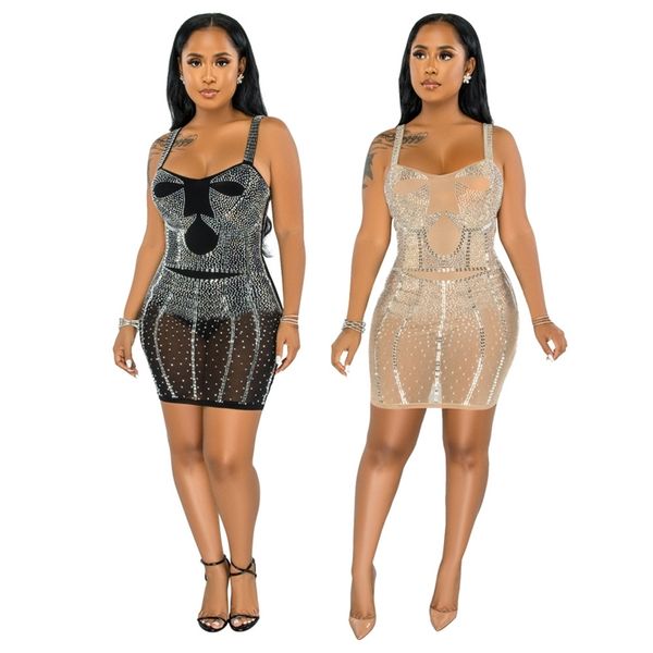 

xqy9230 women's fashion strap strapless skirt diamond dress with lining, Black;gray