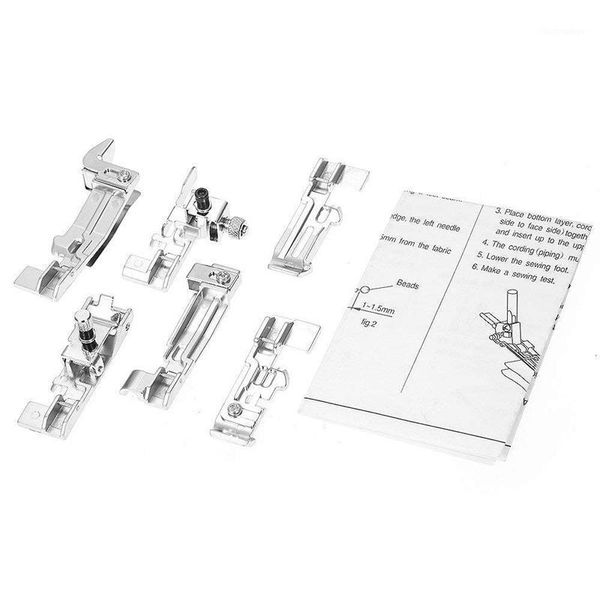 

sewing notions & tools 6 pieces overlock foot presser for machines brother m3034d, singer 14sh754, 14sh644, juki and more, Black
