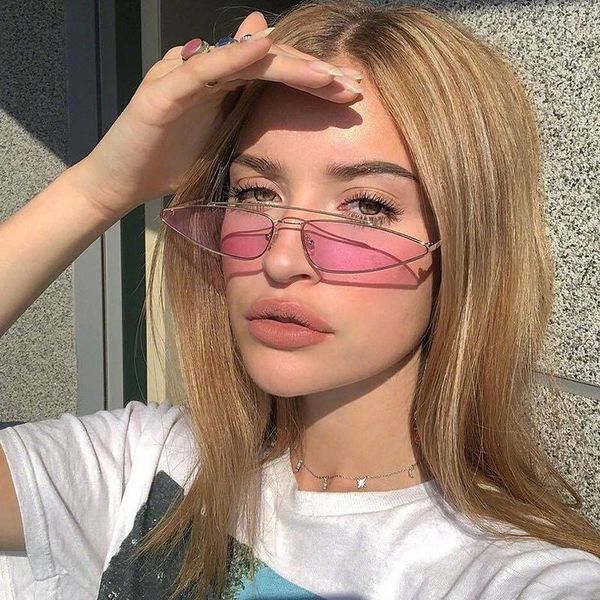 

metal small frame sunglasses fashion drop-shaped cat-eye trendy ocean color women, White;black