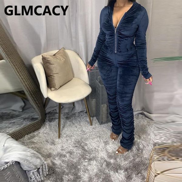

women's jumpsuits & rompers women long sleeve zipper front velvet jumpsuit casual hooded, Black;white
