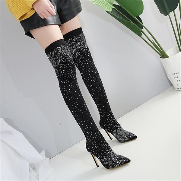

boots women knee high over heels, Black