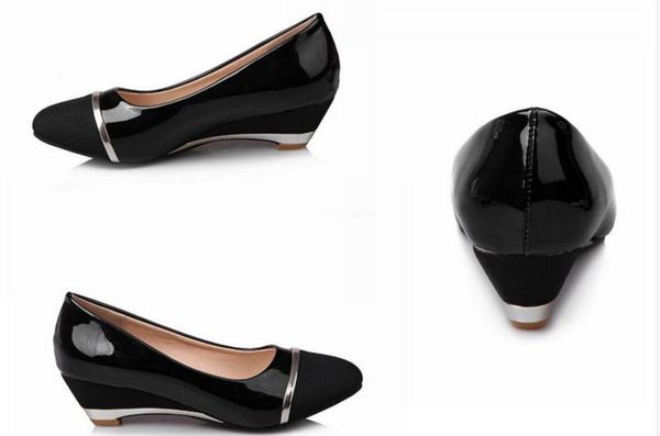 

women's shoes in spring and autumn slope heel pointed end @566, Black