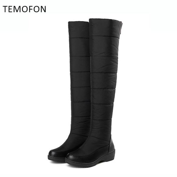 

boots women winter long platform snow shoes waterproof fashion black warm round toed botas mujer hvt448