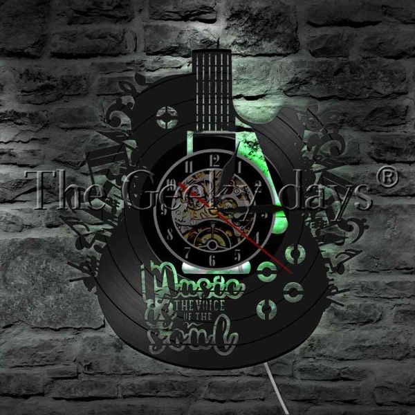 

wall lamps muisc is the voice in soul home decor watch led hanging lamp guitar musical instrument vinyl record clock