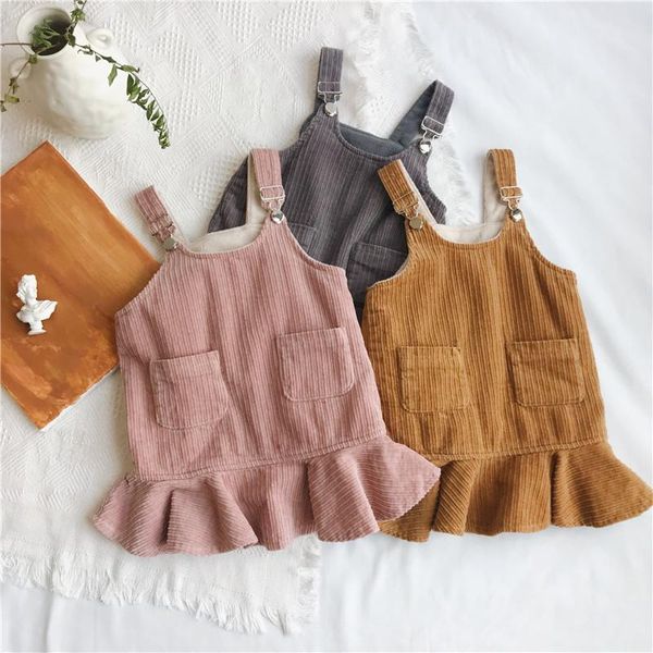 

skirts 2021 korean kids girls toddler baby girl dress ruffles sweet princess thicken fleece winter clothings, Blue