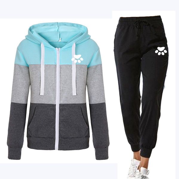 

two piece set casual womens tracksuits spring tracksuit sportwear sets oversized hooded long sleeve hoodie sport pants outfits clothes, Gray