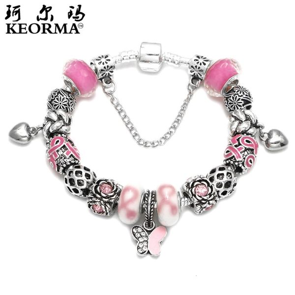 

souvenirs hand catenary diy pink ceramic bead bracelet wind drop oil ribbon alloy