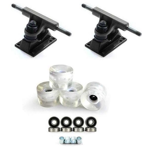 

3.25inch black skateboard trucks with 60x45mm pu led wheels bridge and abec-9 bearings skateboarding