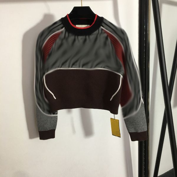 

929 2021 autumn brand same style long sleeve crew neck pullover gray women clothes meiyi, White;black
