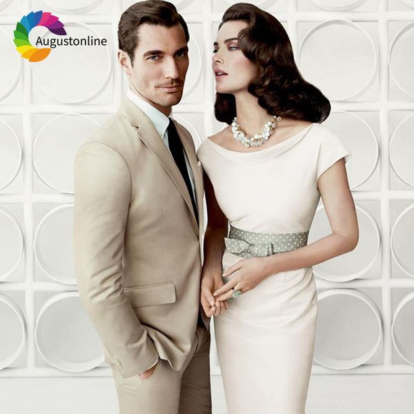 

men's suits & blazers beige wedding men groom wear slim fit tuxedos 2 pieces (jacket+pants) terno bridegroom prom blazer costume h, White;black