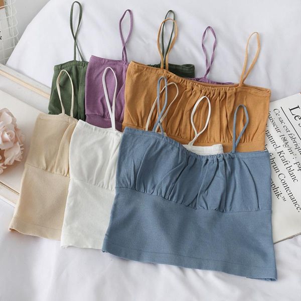 

women's tanks & camis women summer thin knitted crop 2021 fashion solid short vest shirt patchwork casual camisole, White