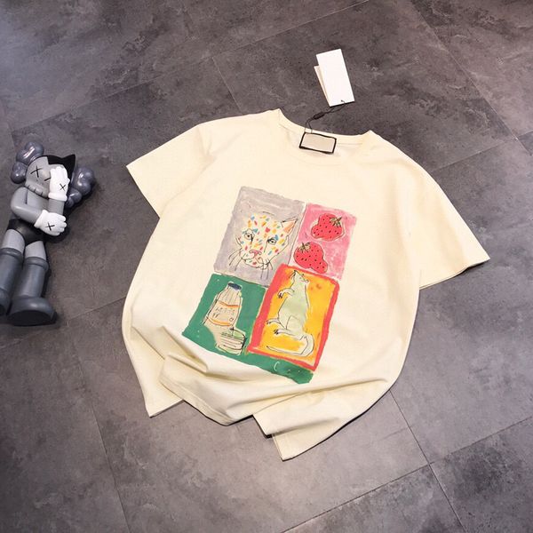 

chao brand family four palace strawberry mouse sketch print 2021 summer new couple short sleeve, Black