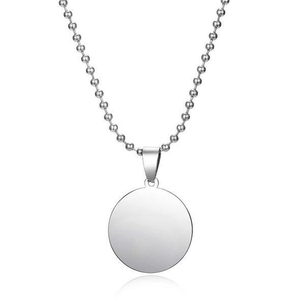 

pendant necklaces 1pc european simple sstainless steel round dog tag necklace men personality metal color army jewelry n4-2, Silver