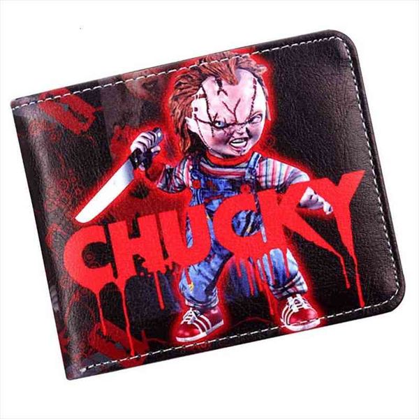 

horror movie chucky wallet credit card case holder bifold purse, Red;black