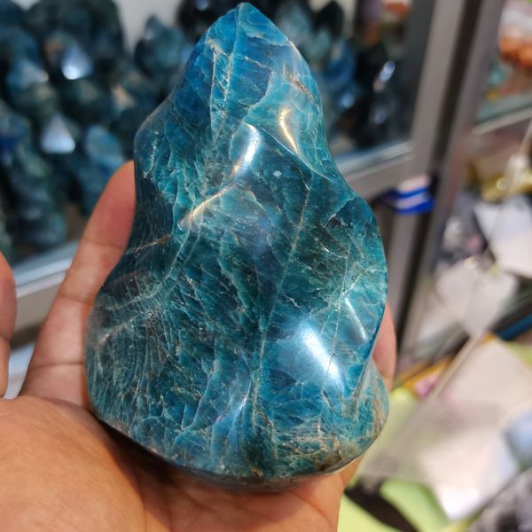 350-750g Naturale blu apatite bacchetta di cristallo di pietra decorazione della torcia di guarigione a punto singolo