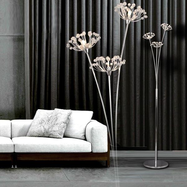 

floor lamps modern lamp led metal crystal flower lights dandelion standing bedroom bedside living room light fixtures