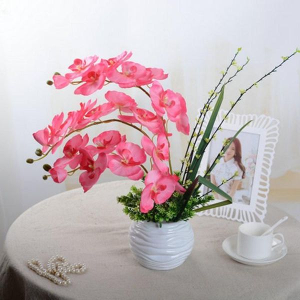 

beautiful diy phalaenopsis artificial butterfly orchid silk flower bouquet wedding home living room decoration 20pcs/lot decorative flowers