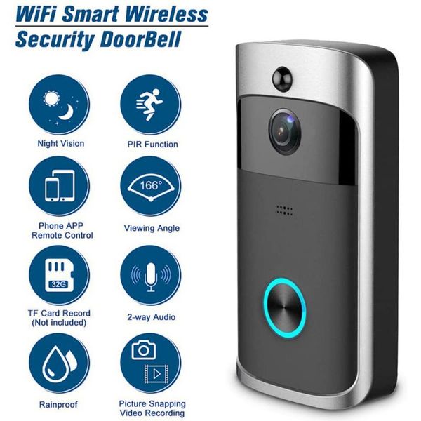 

wifi smart wireless security doorbell 720p visual intercom recording video door phone remote home monitoring night vision mini cameras